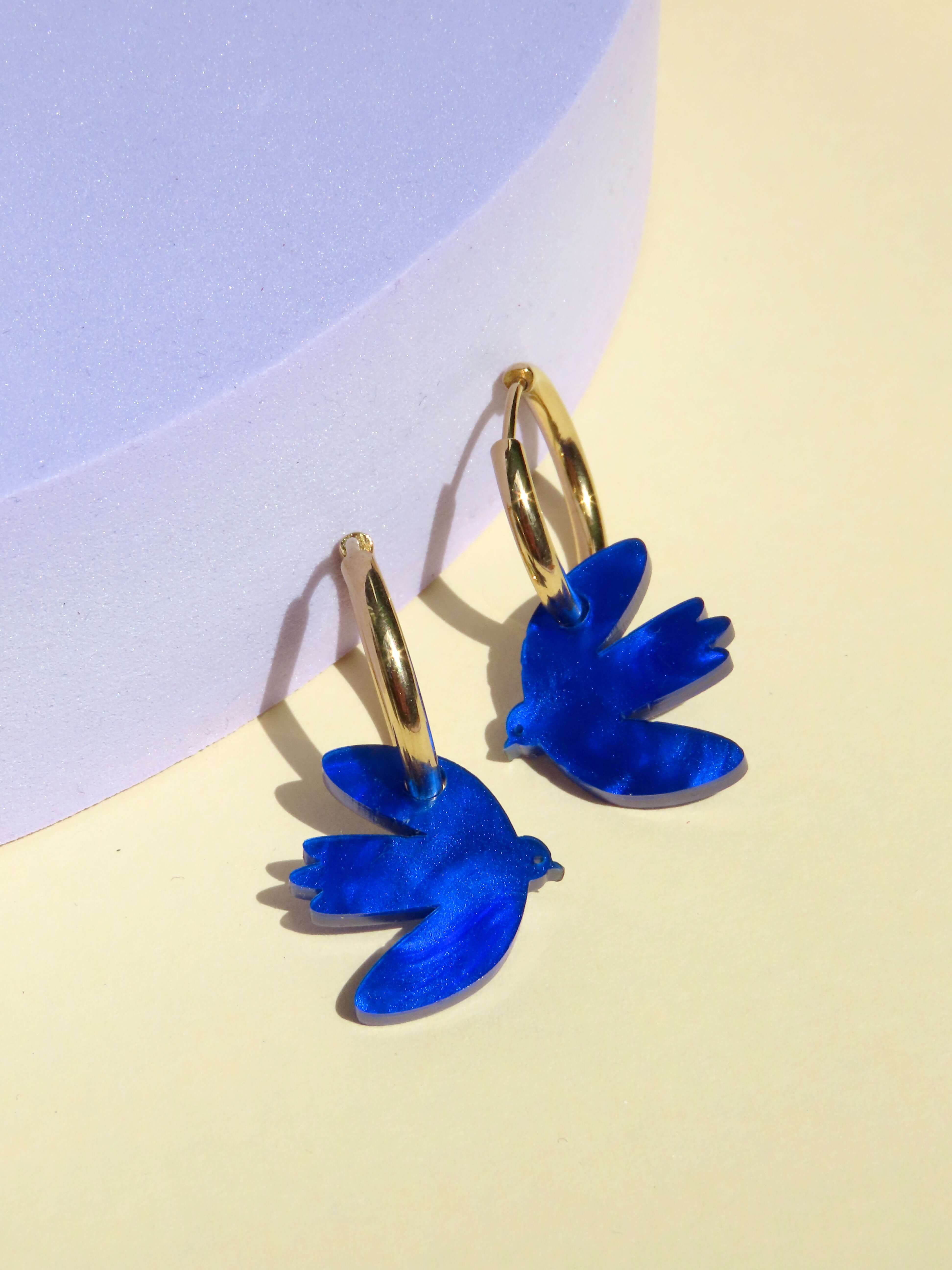 Niemalsmehrohne - Wholesale Hoop Earrings - Dove ink blue stainless steel and acrylic hoop earrings1