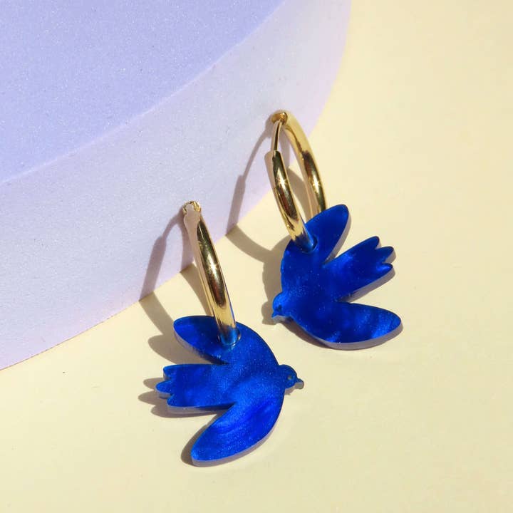 Niemalsmehrohne - Wholesale Hoop Earrings - Dove ink blue stainless steel and acrylic hoop earrings1