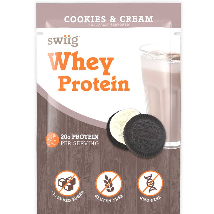 swiig Single Serve Whey Cookies & Cream 10pk for wholesale by swiig