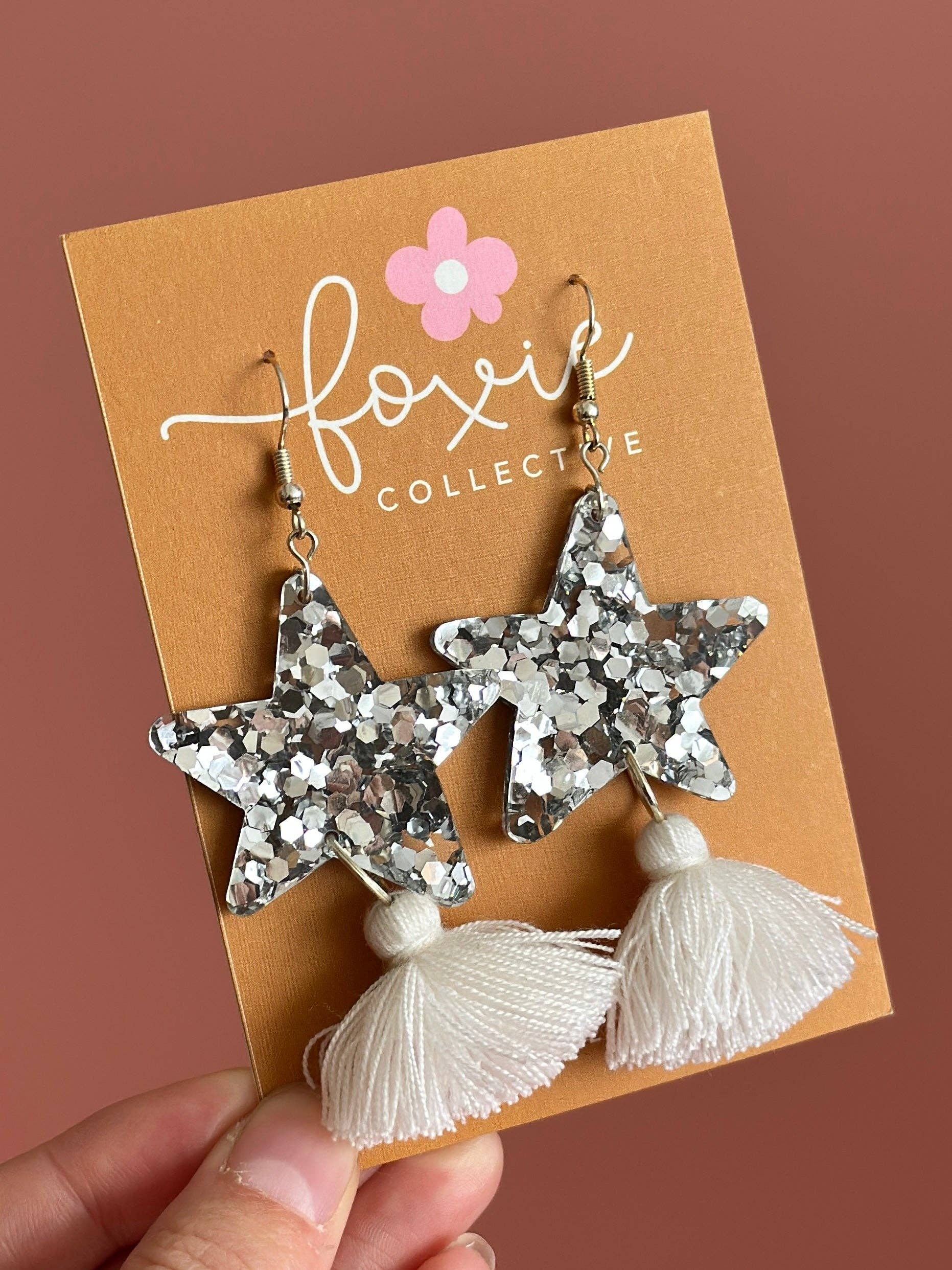 Foxie Collective - Wholesale Dangle Earrings - Custom Star Dust Dangles | Silver or Gold | Select Tassel Colour | WHOLESALE10