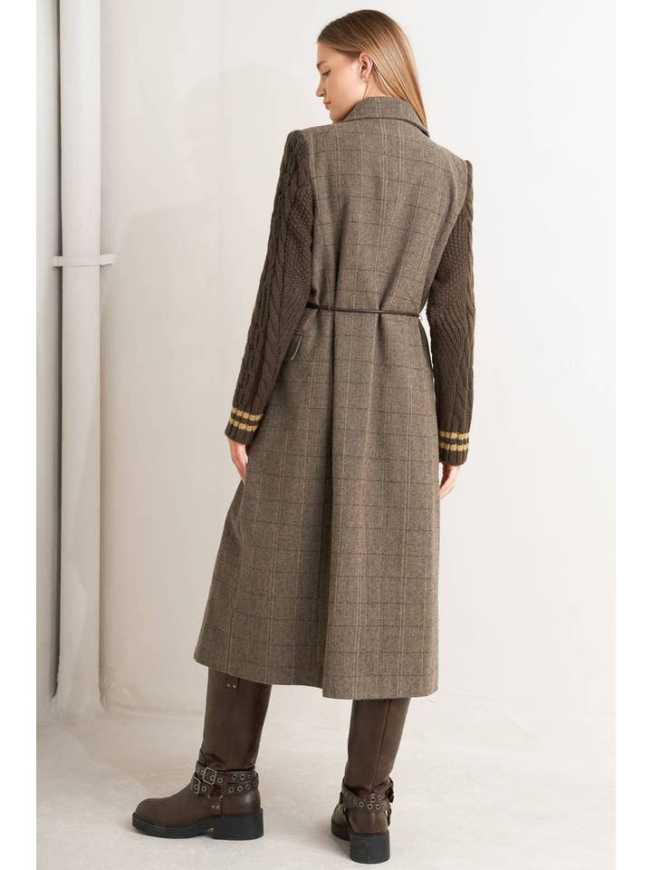 Brown A woven midi coat - FJ1215 for wholesale on Faire3