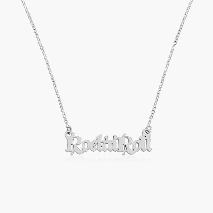 Rock n Roll Script Necklace festival wear for wholesale by Pretty Attitude Clothing - EU