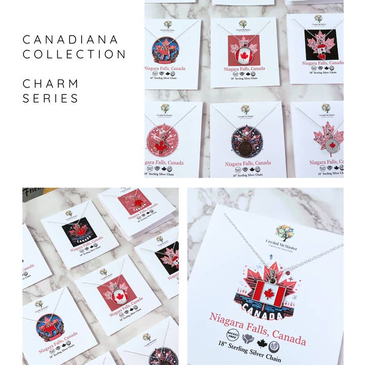 NEW 6x Canadiana Charm Necklace Collection for wholesale by Crystal McMaster Jewellery Designer