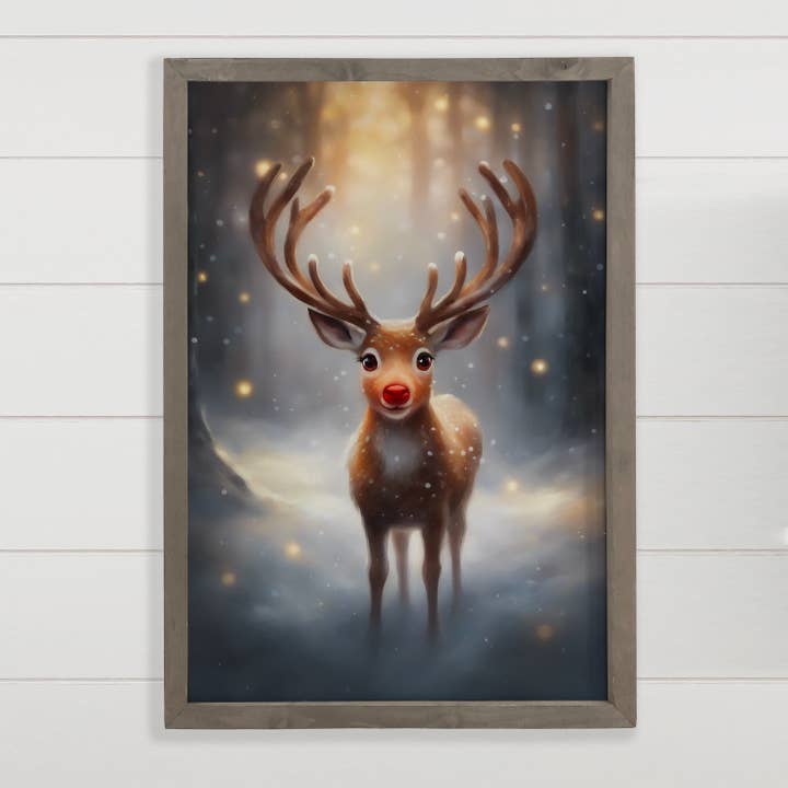 Hangout Home - Wholesale Art Print - Rudolph the red Nosed Reindeer Glowing Nose - Christmas Art