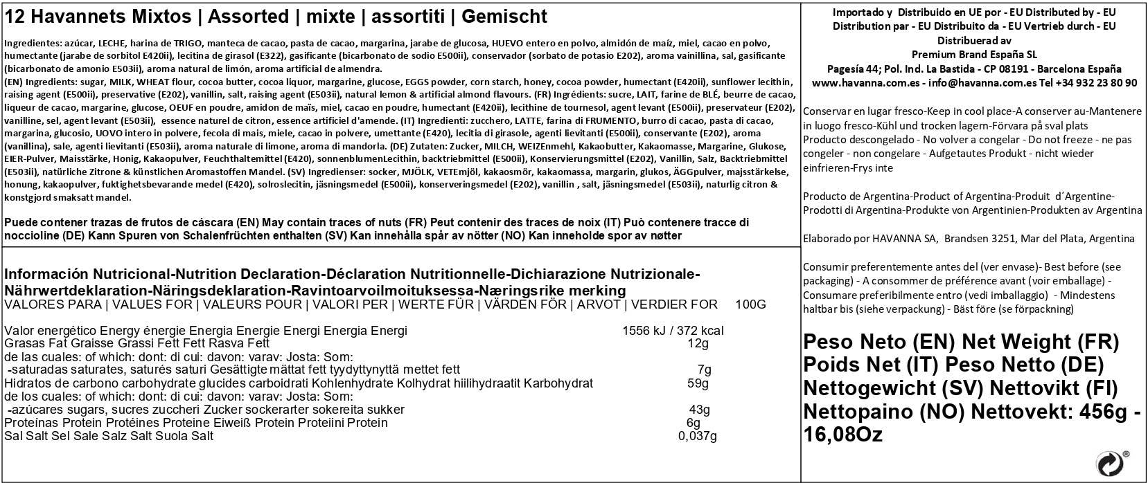 Premium Brand - Wholesale Chocolate Box - Havanna | Mixed Havannets | 12 units | 456 grams4