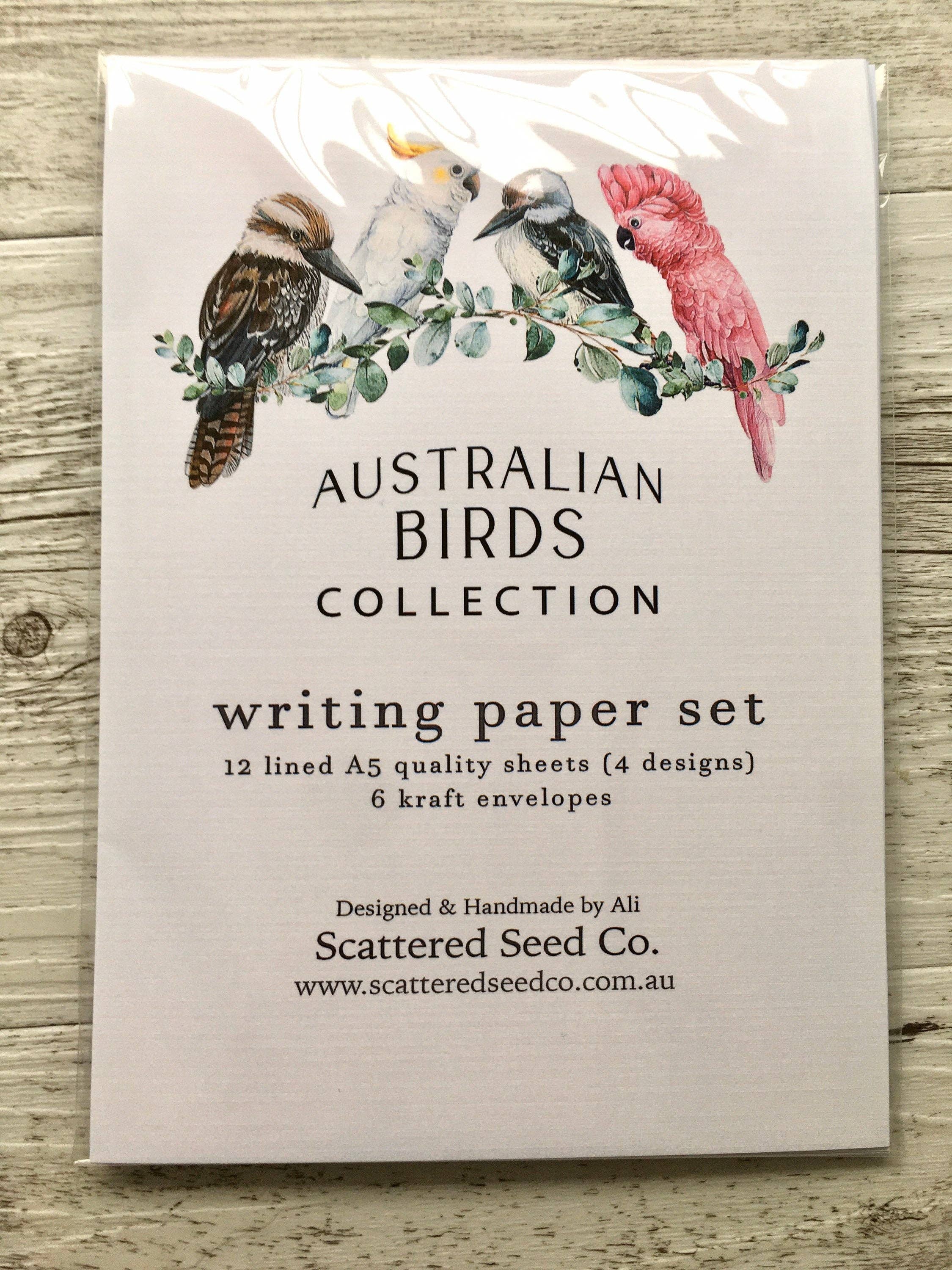 Scattered Seed Co - Wholesale Stationery/Notecard Set - AUSTRALIAN BIRDS Letter Writing Paper Set4