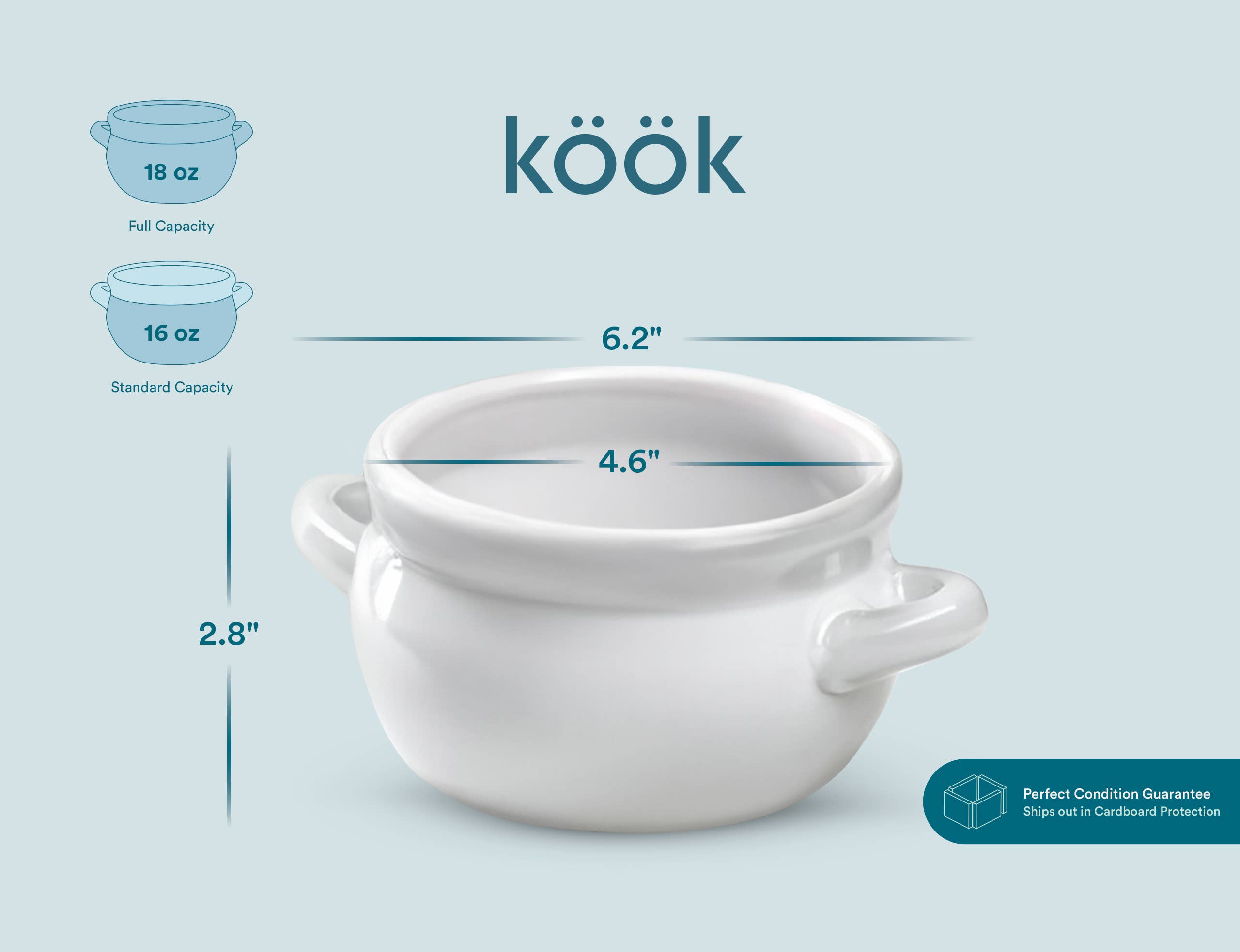 Kook - Wholesale Serve Bowl - Kook Puebla Ceramic French Onion Soup Crocks, Set of 4,18 oz9