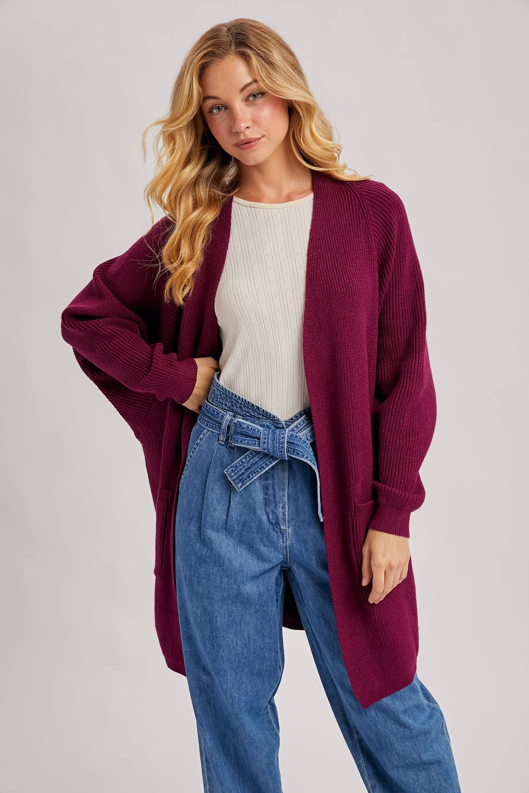 Bluivy - Wholesale Cardigan - Women's - OPEN FRONT BATWING SLEEVE CARDIGAN21