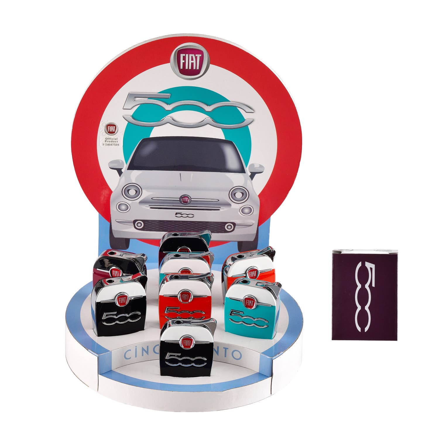 Champ by Polyflame - Wholesale Lighter - Fiat Display of 8 Square Lighters Fiat Cinquecento Metal1