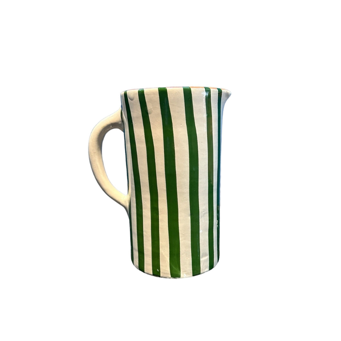 High crafty - Wholesale Carafe - Handmade White Ceramic Carafe with Green Stripes – Gift2