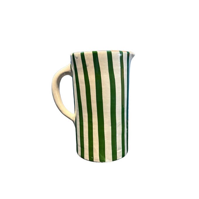 High crafty - Wholesale Carafe - Handmade White Ceramic Carafe with Green Stripes – Gift2