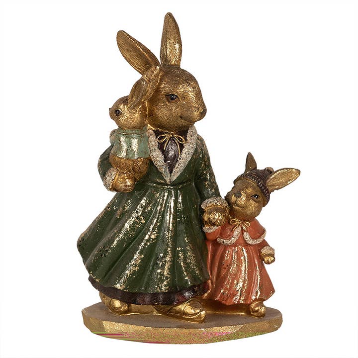6PR4113 Figur Hase, 19 cm, goldfarbenes Polyresin, Ostern für den Großhandel von Clayre & Eef