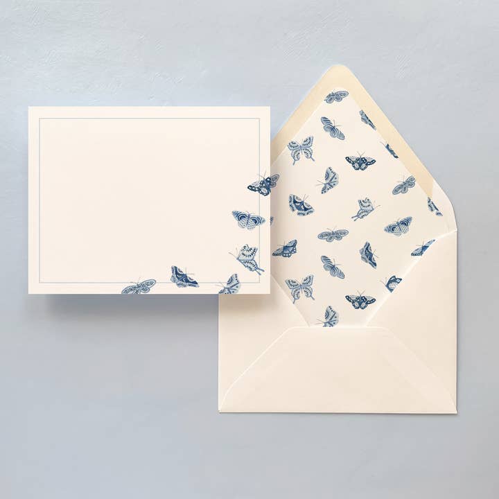Porcelain Butterfly Border Notecard Set for wholesale by Gloster Road Co.