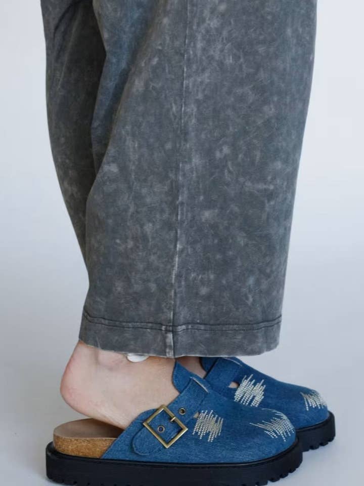 Distressed Denim Closed-toe Slip-on Flat for wholesale by Red Clover USA