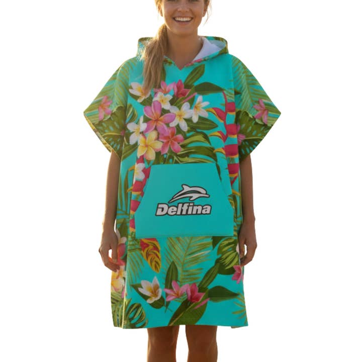 HOODED PONCHO TOWEL BOLD TROPICS for wholesale by Delfina Athletics