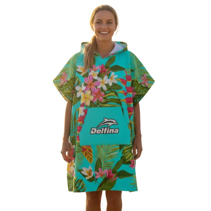 PONCHO SERVIETTE À CAPUCHE BOLD TROPICS pour la vente par Delfina Athletics