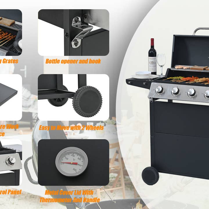 39F Inc. - Wholesale Outdoor Grill Tools - 4-Burner Propane Grill - 34,000 BTU Stainless Steel11