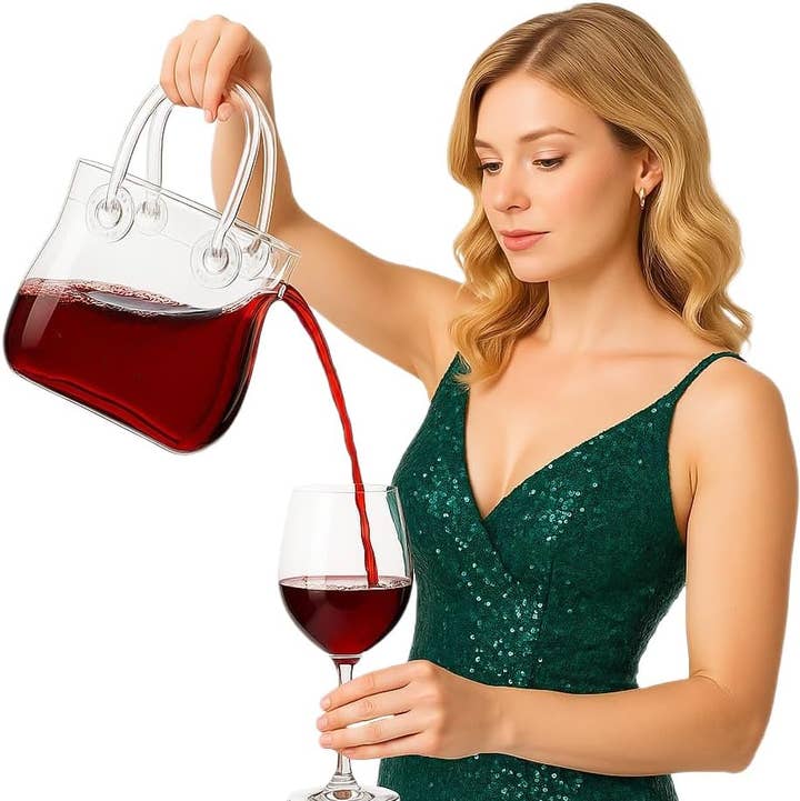 Handbag Purse Decanter & Vase For Flowers for wholesale by The Wine Savant / Khen Glassware