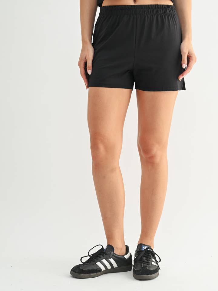 Mono B - Wholesale Lounge Shorts - Women's - Air Essentials Foldover Waist Mini Lounge Shorts