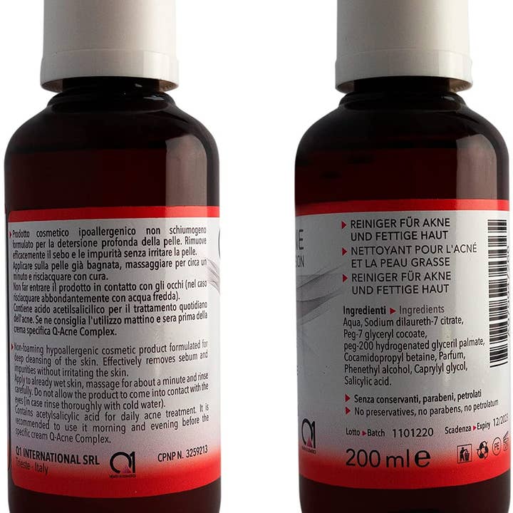 Q1 - Wholesale Facial Cleanser - Q-Acne Detersion - Oily Skin Cleanser that Removes Sebum and1