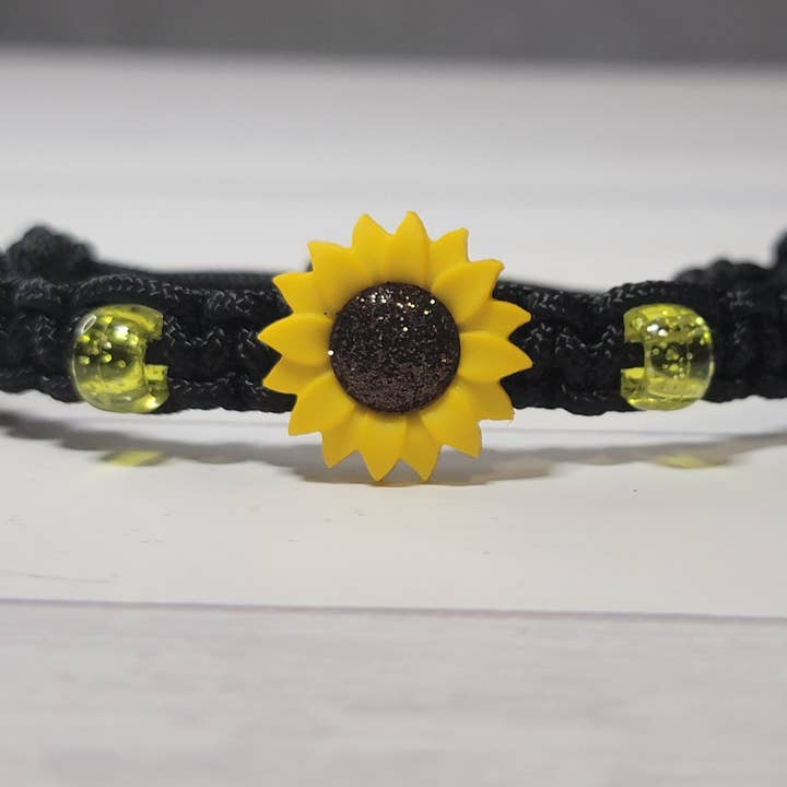 Adjustable Bracelet With Glitter Sunflower Bracelets for wholesale by Jack Of All Braids