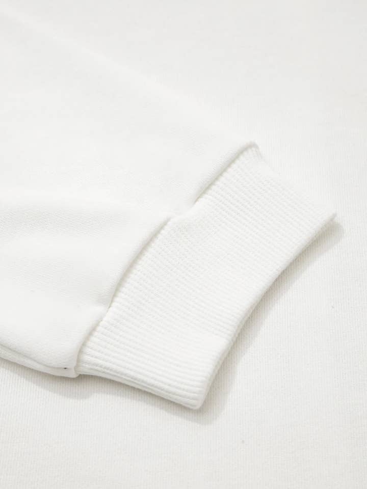 White Exposed Seam Detail Color Block Patch Pocket Sweatshirt for wholesale on Faire6