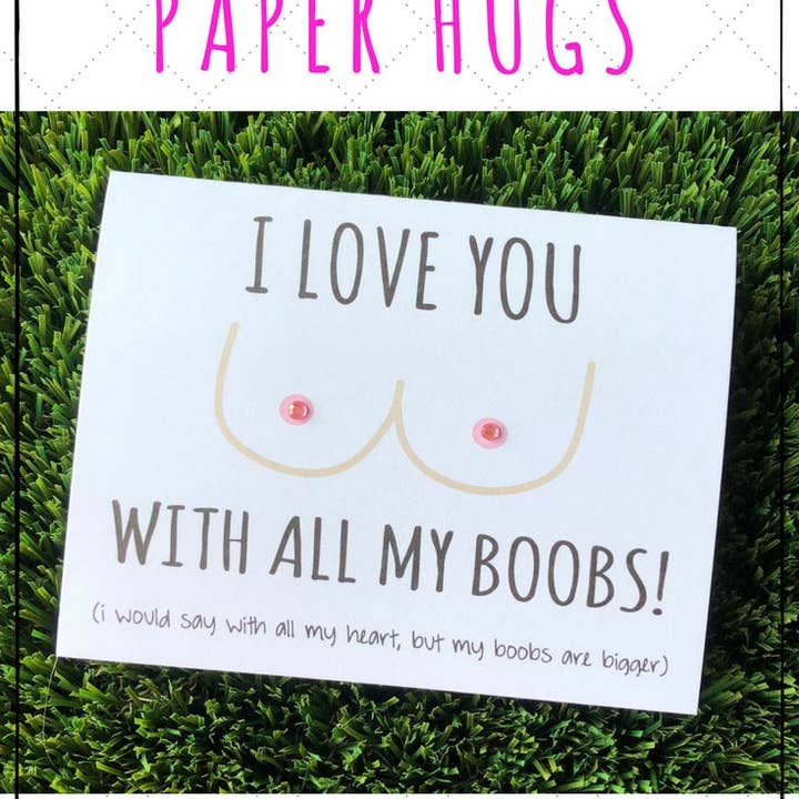 Funny I Love You Card, carte drôle de seins, carte drôle de Saint-Valentin, carte d'anniversaire drôle pour lui/carte de relation drôle, carte pour mari pour la vente par Personal Paper Hugs