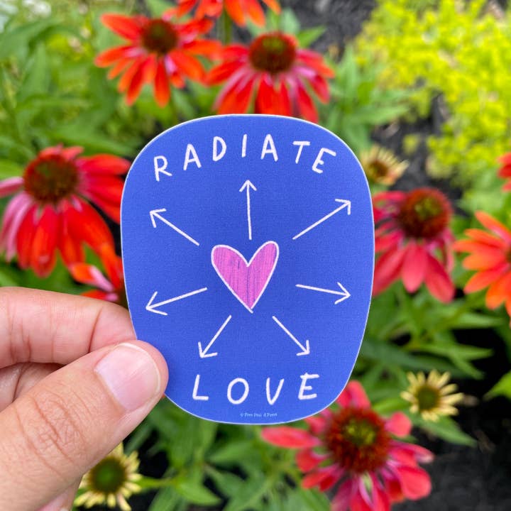 Radiate Love Vinyl Decal Sticker for wholesale by Free Period Press