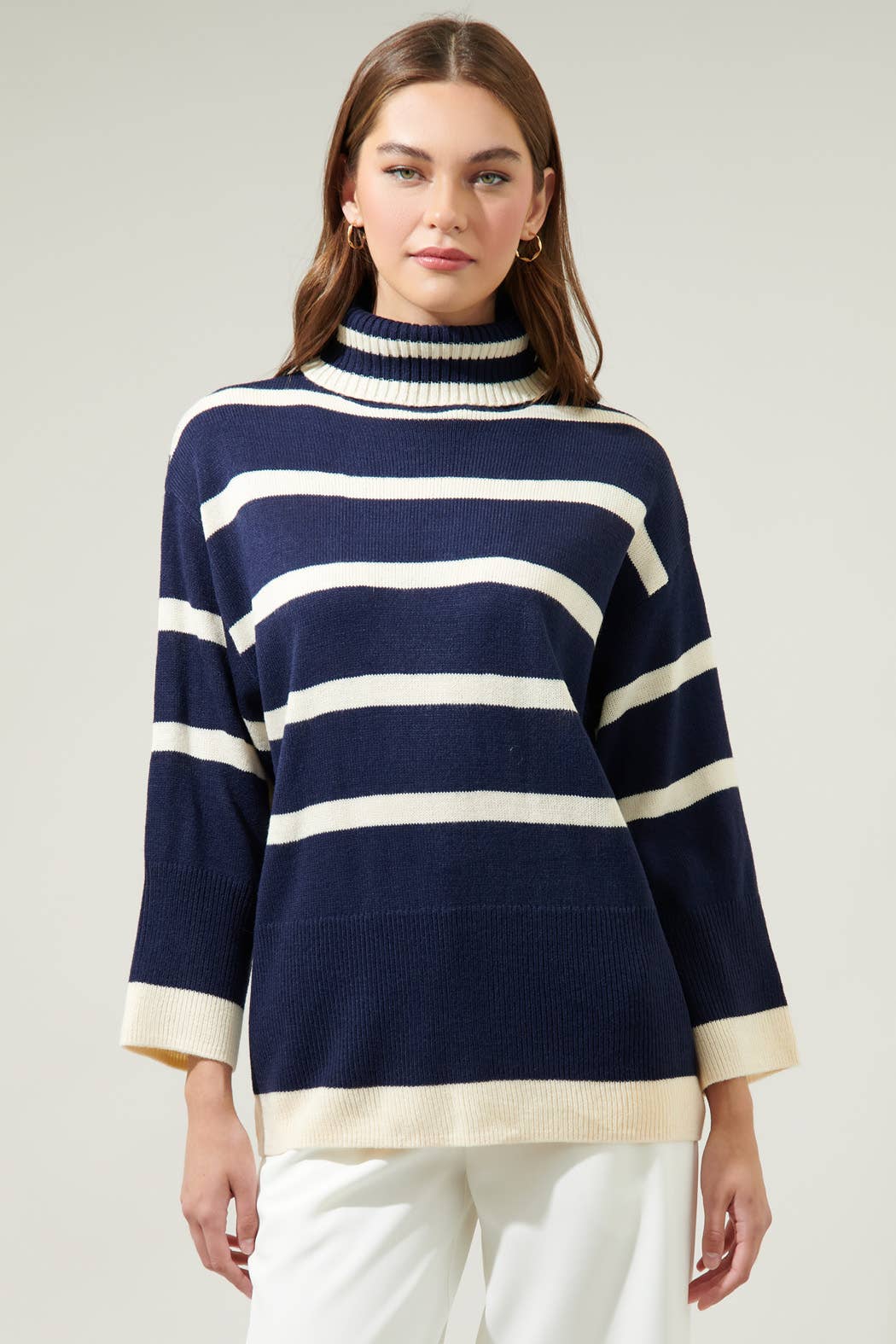 Sugarlips - Wholesale Knit Sweater - Women's - Hailey Hunter Striped Turtleneck Sweater1