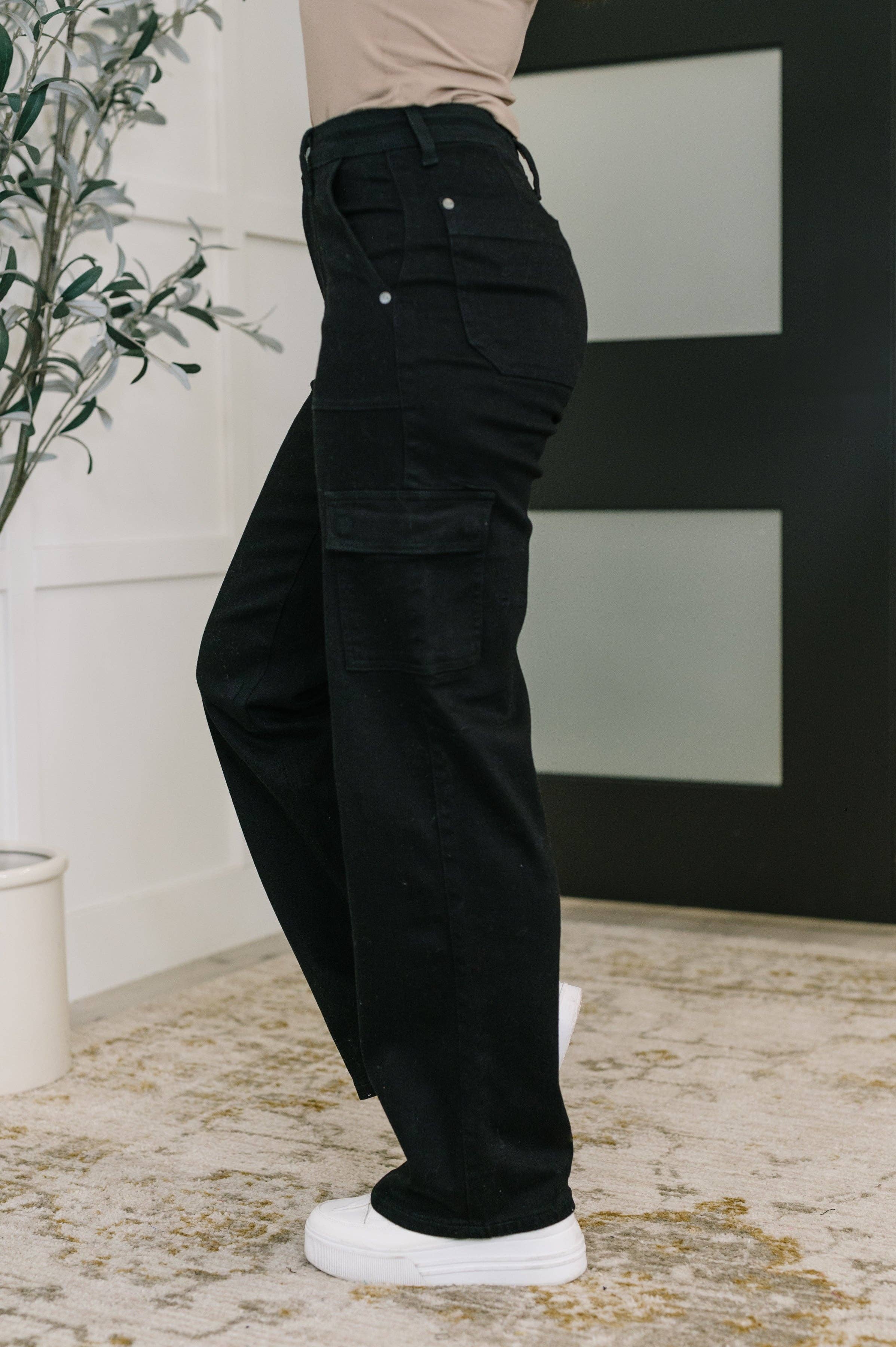 Avenue Wholesale - Wholesale Pants - Women's - High Waist Cargo Wide in Black3