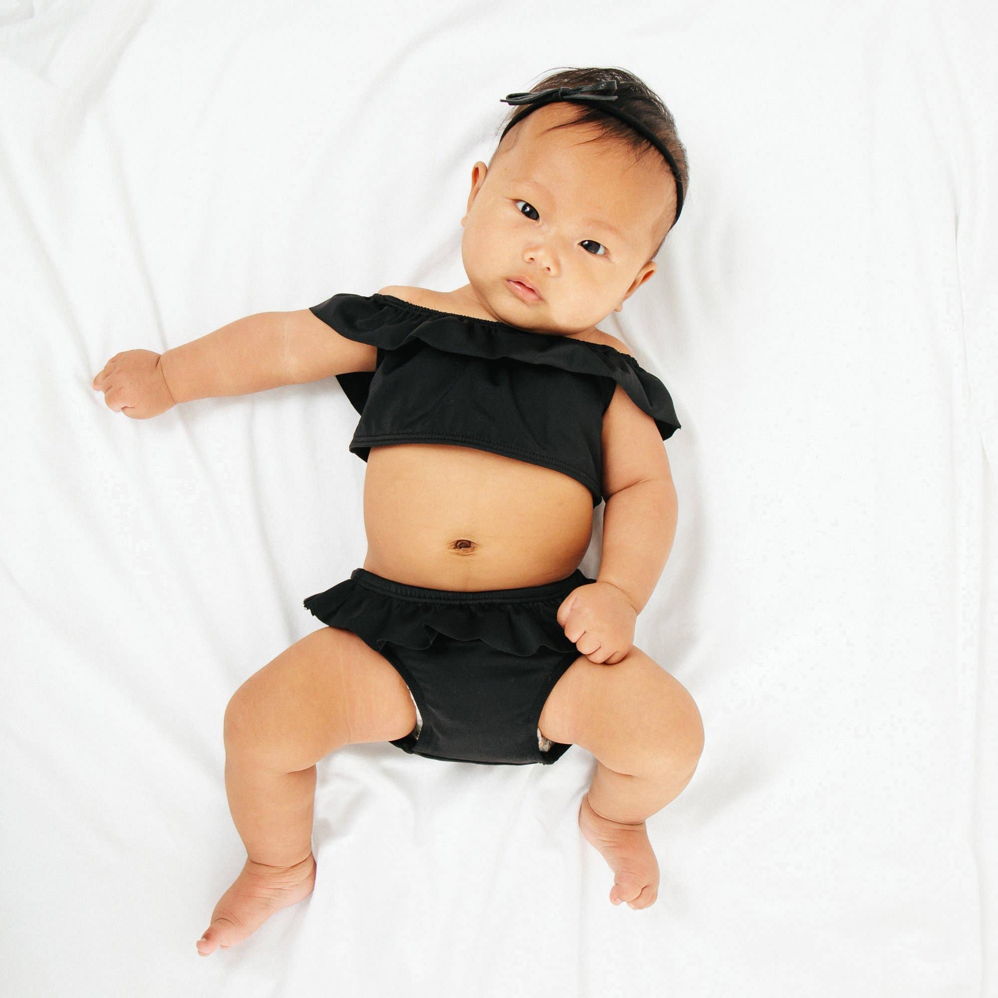 Current Label - Wholesale Two Piece Swimsuit - Kids - Luna Ruffle Baby Bikini in Black0