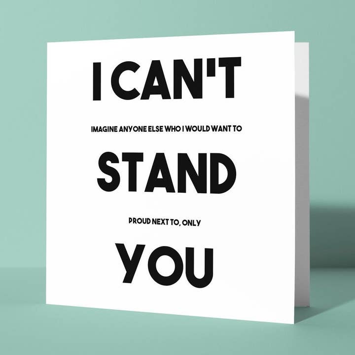 No te soporto - Tarjeta de aniversario para venta al por mayor de Peacock Printing