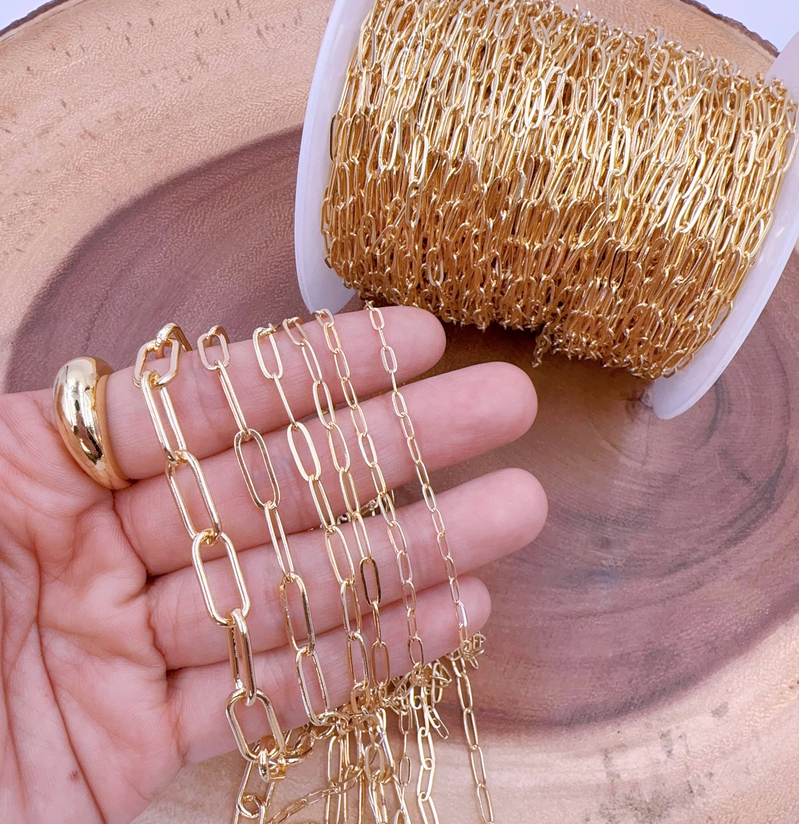 Beads Creation - Wholesale Link & Chain Necklace - Gold Filled Paperclip Chain, Chunky Links, Gift Idea, CH1082