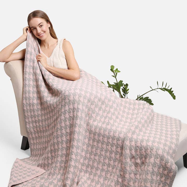 Fashion City - Wholesale Throw Blanket - Houndstooth Pattern Luxury Soft Throw Blanket7
