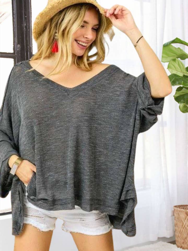 Madelyn - Wholesale Tunic - Women's - LYT13040 - OVERSIZED SLUB KNIT TUNIC TOP16