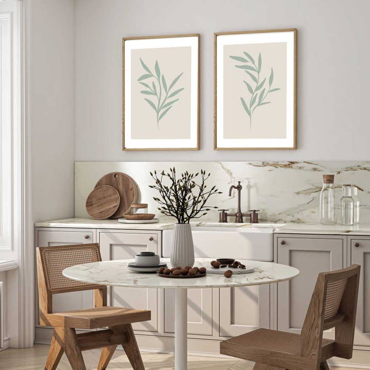 D'LUXE PRINTS - Wholesale Gallery Wall Set - Sage Leaves Prints Set2