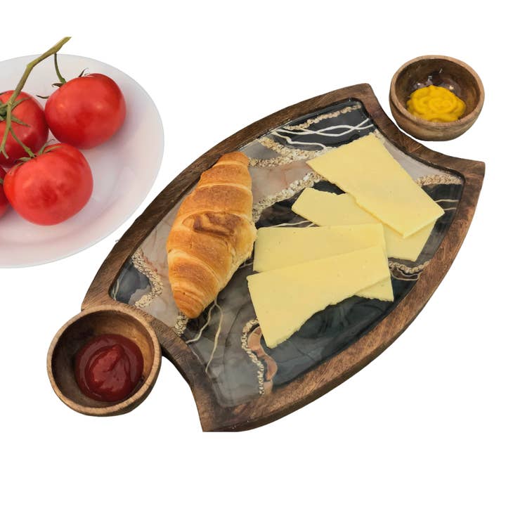 Hartsmede - Wholesale Platter - Crescent Chip & Dip Platter Set with 2 Dip Bowls3