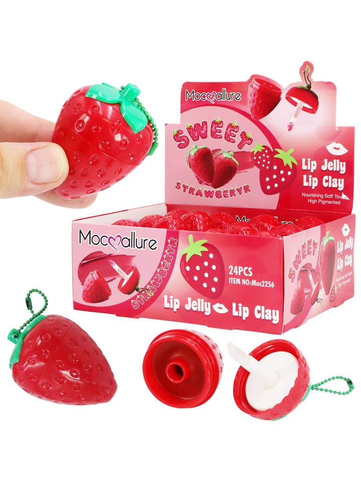 Strawberry Dip Jelly Lip Clay Balm - 24 Pcs for wholesale by Cap Zone
