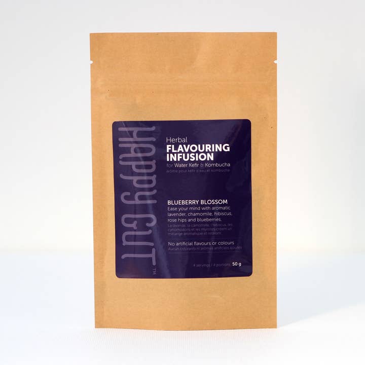 Blueberry Blossom Kombucha and Water Kefir Infusion for wholesale by Happy Gut
