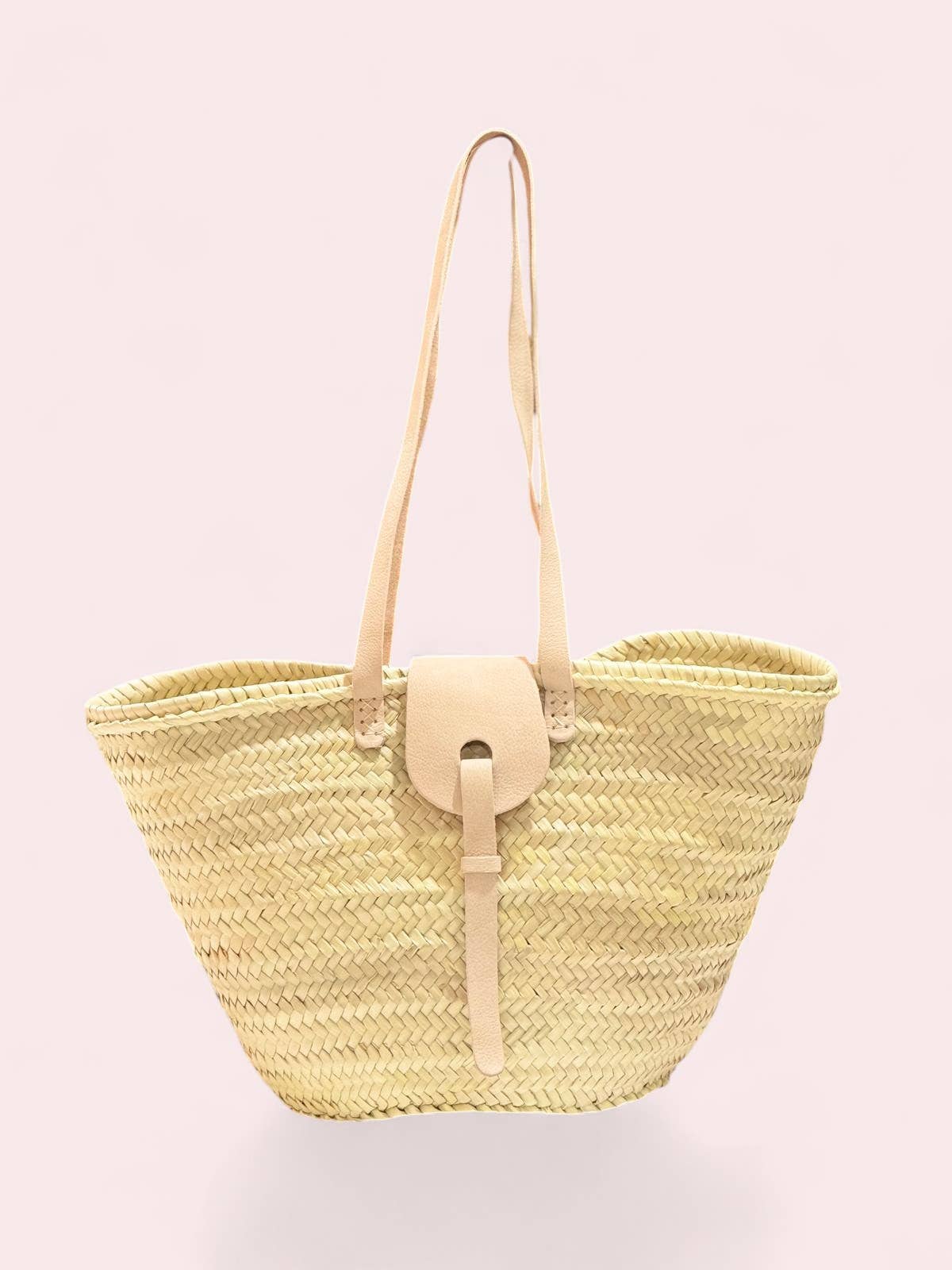 HandmadeBestSeller - Wholesale Beach Bag - Handwoven Straw Basket with Long Leather Strap & Flap 1