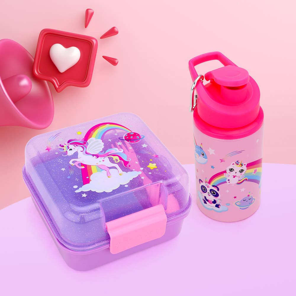 Sensibling Corp. - Vente Sac/boîte repas – enfant - FOCUS CHAUD - Ensemble Boîte à Lunch Licorne et Bouteille d'Eau0