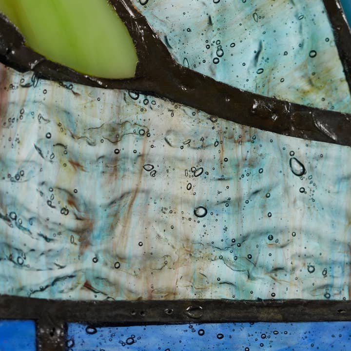 River of Goods - Wholesale Decorative Panel - 10.5"H Tommy the Green Sea Turtle Stained Glass Window Panel