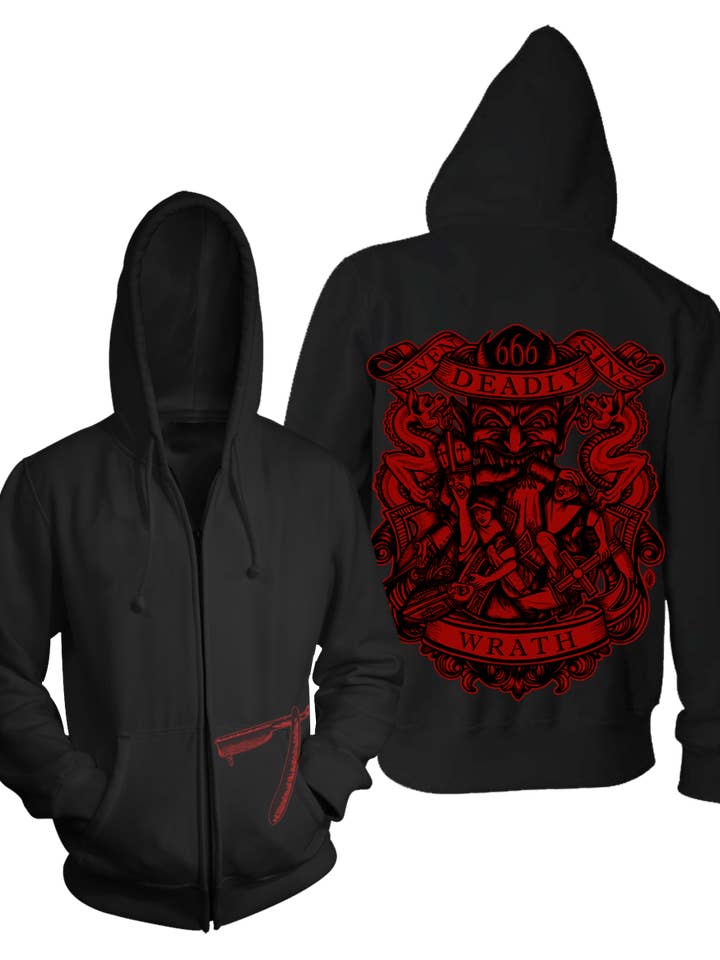 Felpa con cappuccio da uomo Wrath per la vendita all'ingrosso da parte di Se7en Deadly