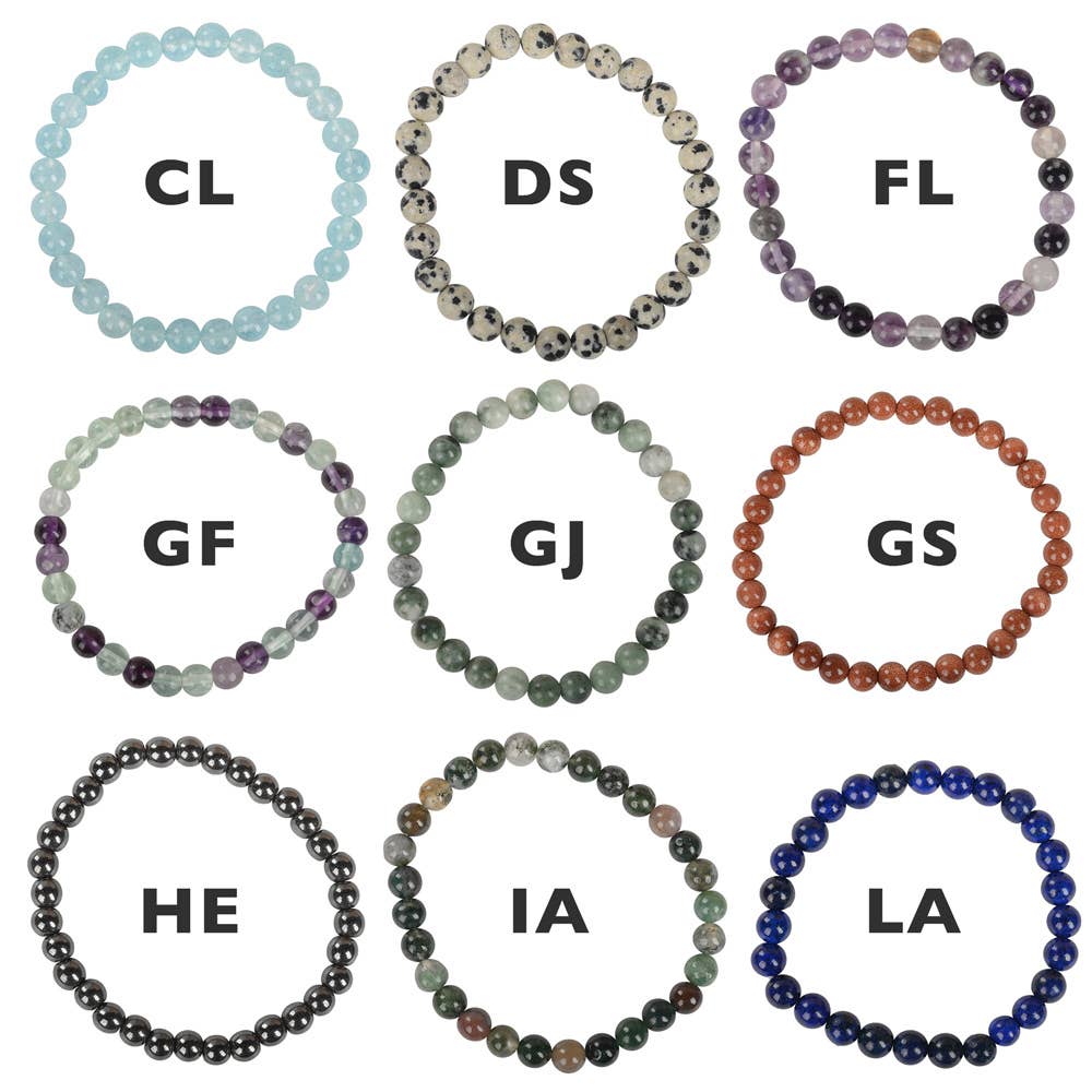 Benjamin International - Wholesale Beaded Bracelet - 6mm Crystal Gemstone Stretch Bracelets1