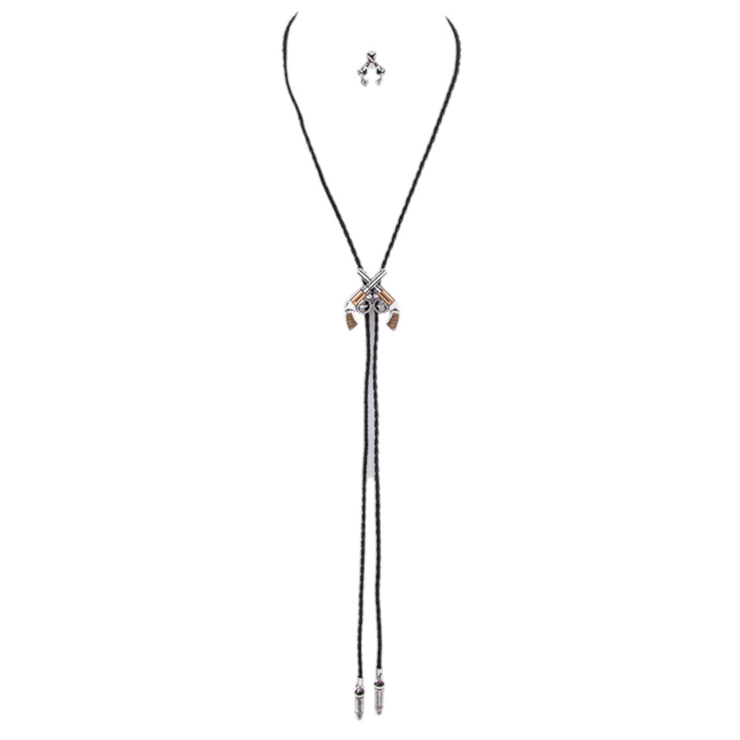 LA Jewelry Plaza - Wholesale Y-Neck/Lariat Necklace - Dual Revolvers Slider Bolo Tie0