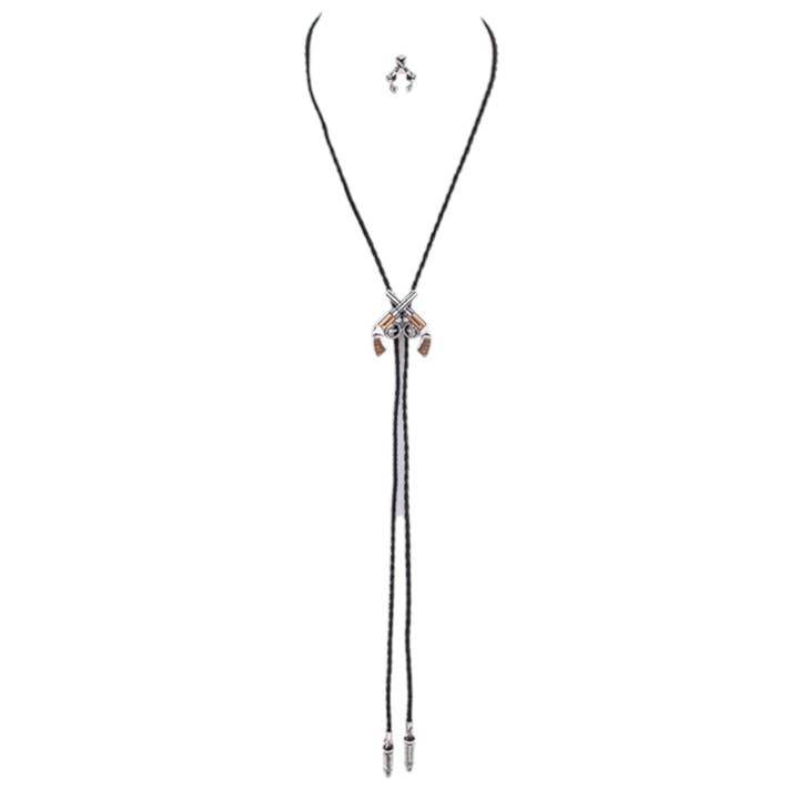 LA Jewelry Plaza - Vente Sautoir et collier en Y - Bolo tie à glissière avec revolvers doubles