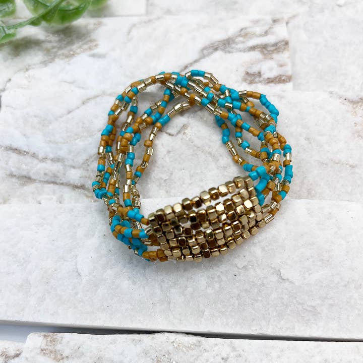 Anju Jewelry - Wholesale Beaded Bracelet - Seed Bead Stretch Statement Bracelets- Multiple Color Styles3