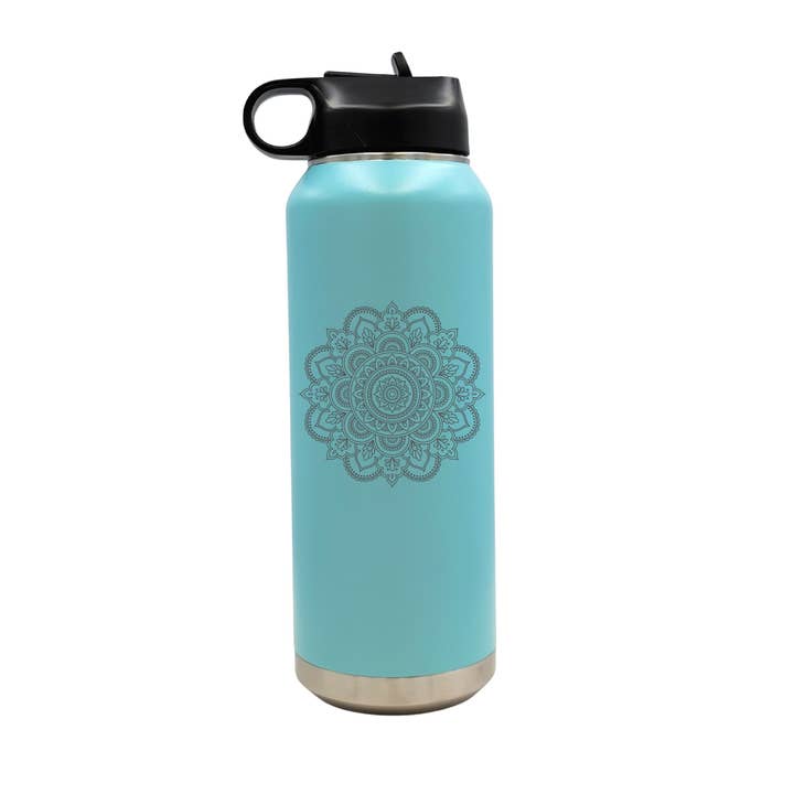 Mandala Flower Design - Engraved Insulated Water Bottle for wholesale by Driftless Studios