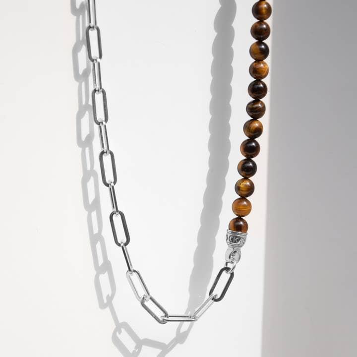 Collana BEADS BALI con occhio di tigre per la vendita all'ingrosso da parte di ROCK & STEEL