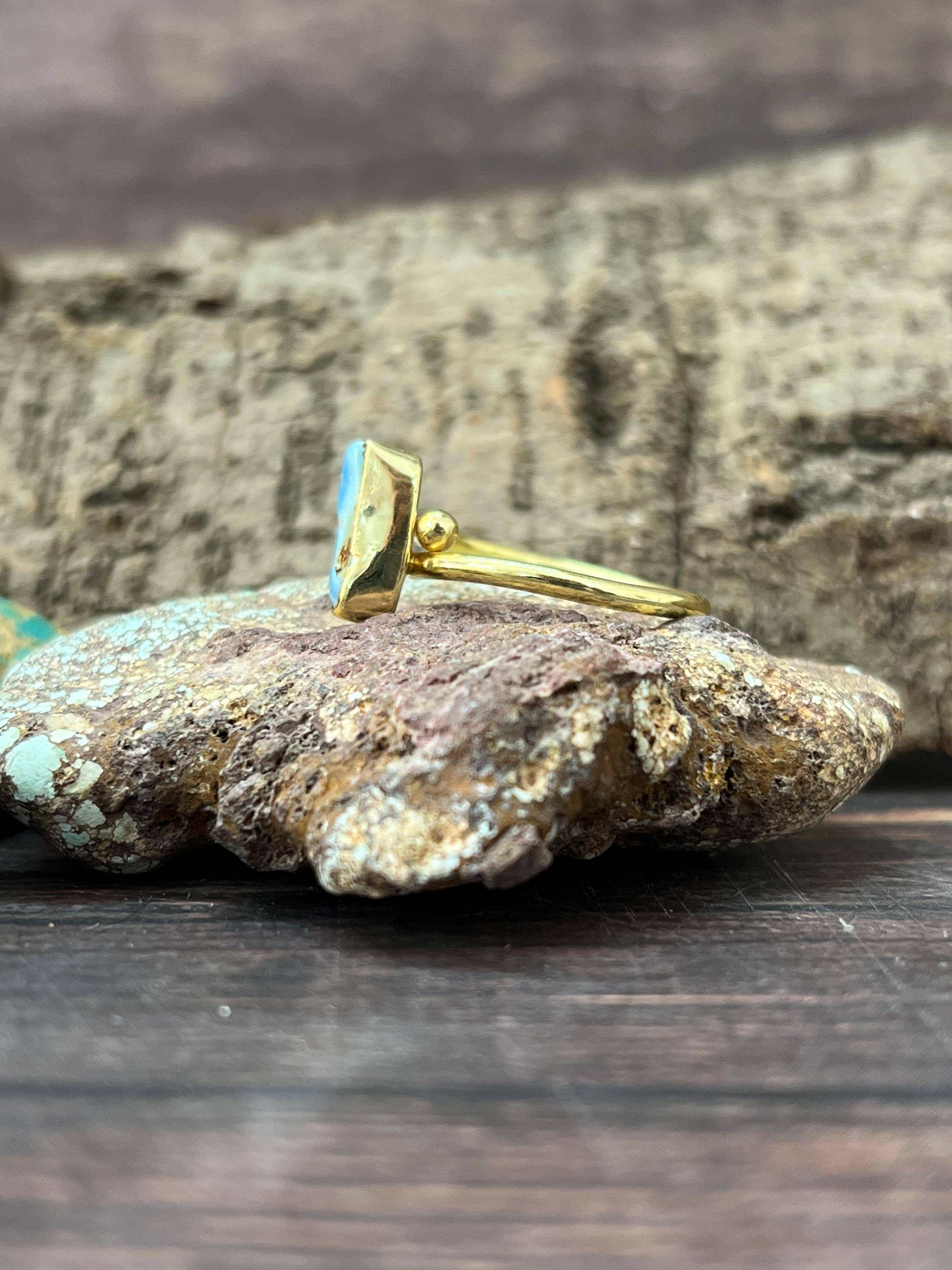Nizhonitradersllc - Wholesale Cocktail/Statement Ring - “The Golden Collection” Natural Golden Hills Turquoise Adjustable Ring3